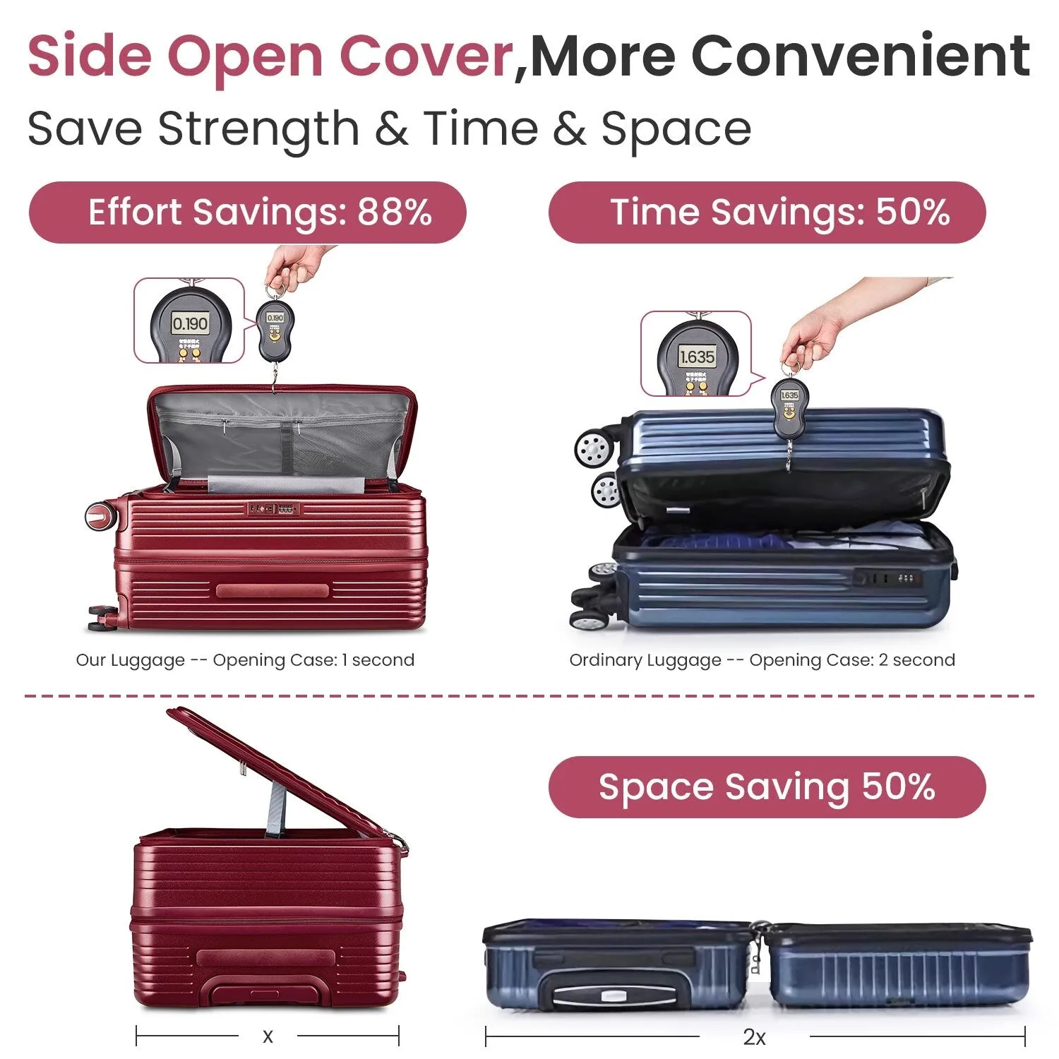 3 Piece (20/24/28) Expandable Luggage Sets with TSA Lock and Spinner Wheels, Hardsided Luggage with Front Pocket