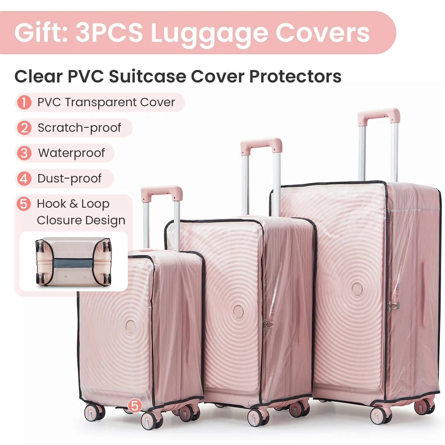 3 Piece (20/24/28) Expandable Luggage Sets with TSA Lock and Spinner Wheels, Hardsided Luggage with Front Pocket