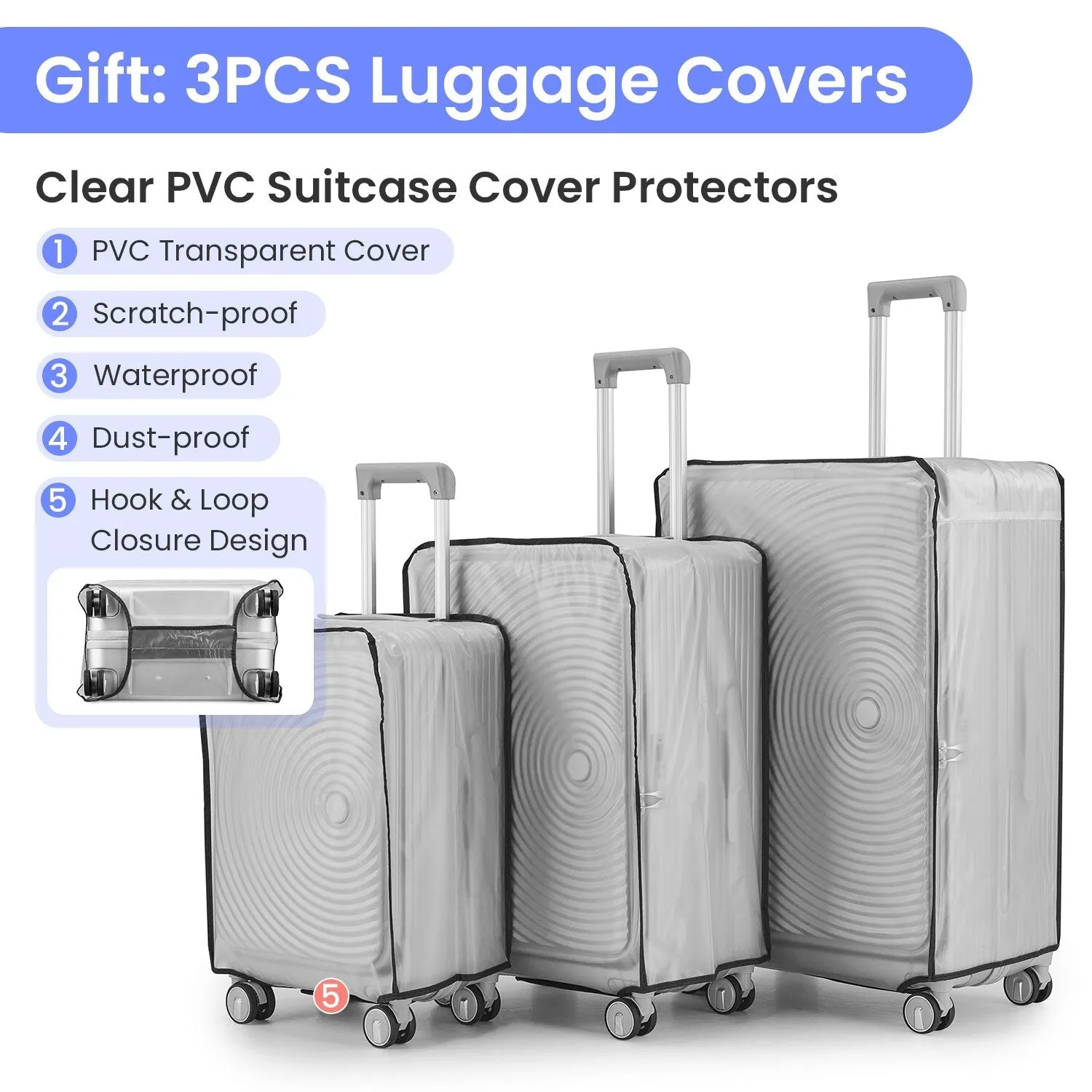 3 Piece (20/24/28) Expandable Luggage Sets with TSA Lock and Spinner Wheels, Hardsided Luggage with Front Pocket