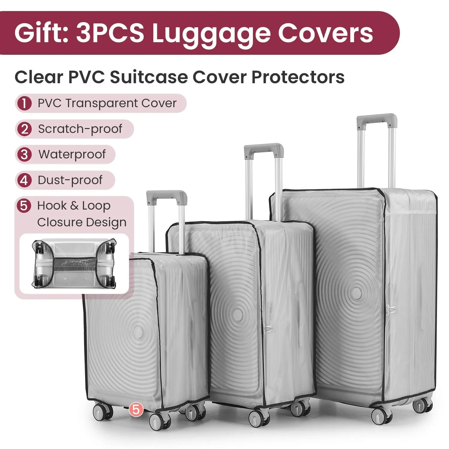 3 Piece (20/24/28) Expandable Luggage Sets with TSA Lock and Spinner Wheels, Hardsided Luggage with Front Pocket