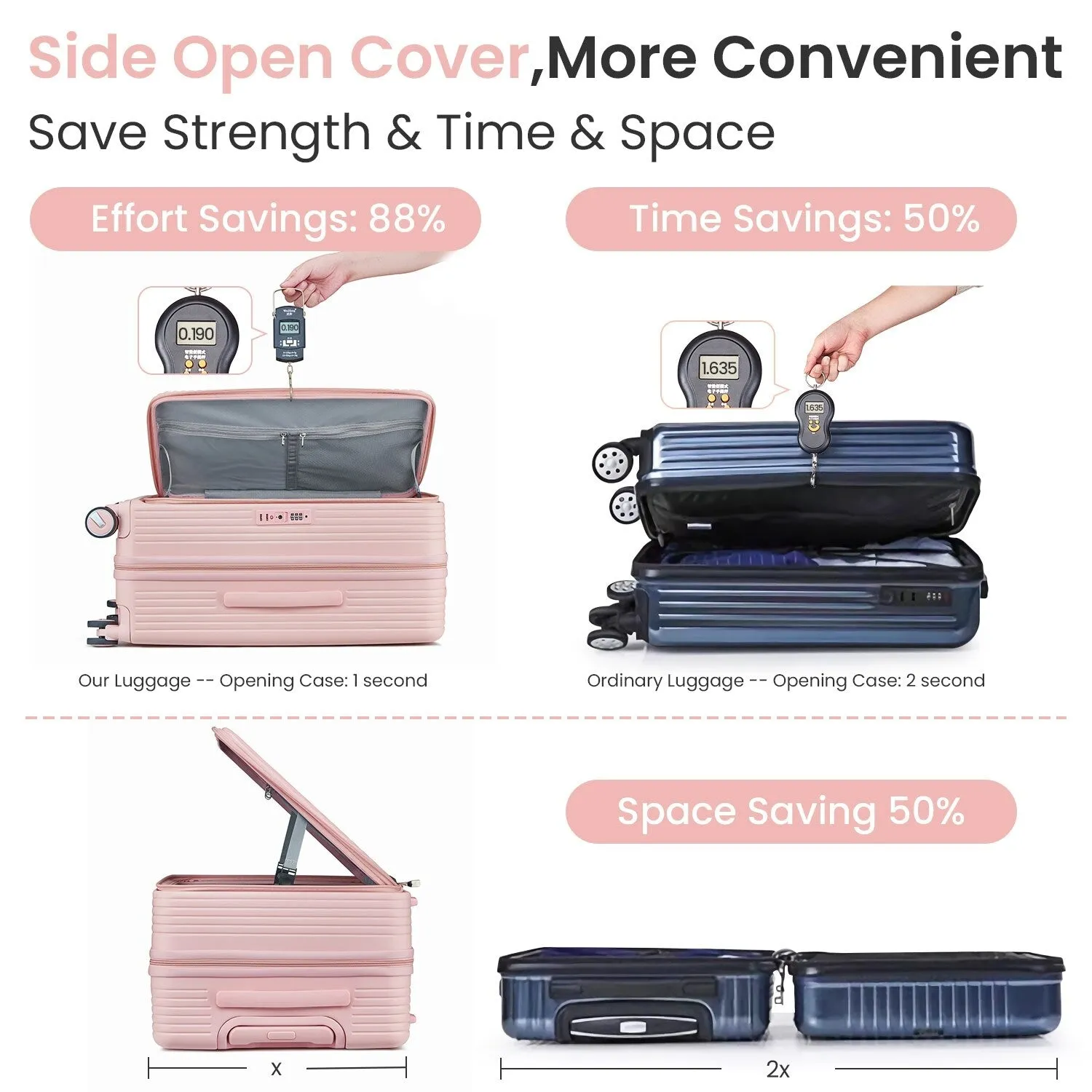 3 Piece (20/24/28) Expandable Luggage Sets with TSA Lock and Spinner Wheels, Hardsided Luggage with Front Pocket