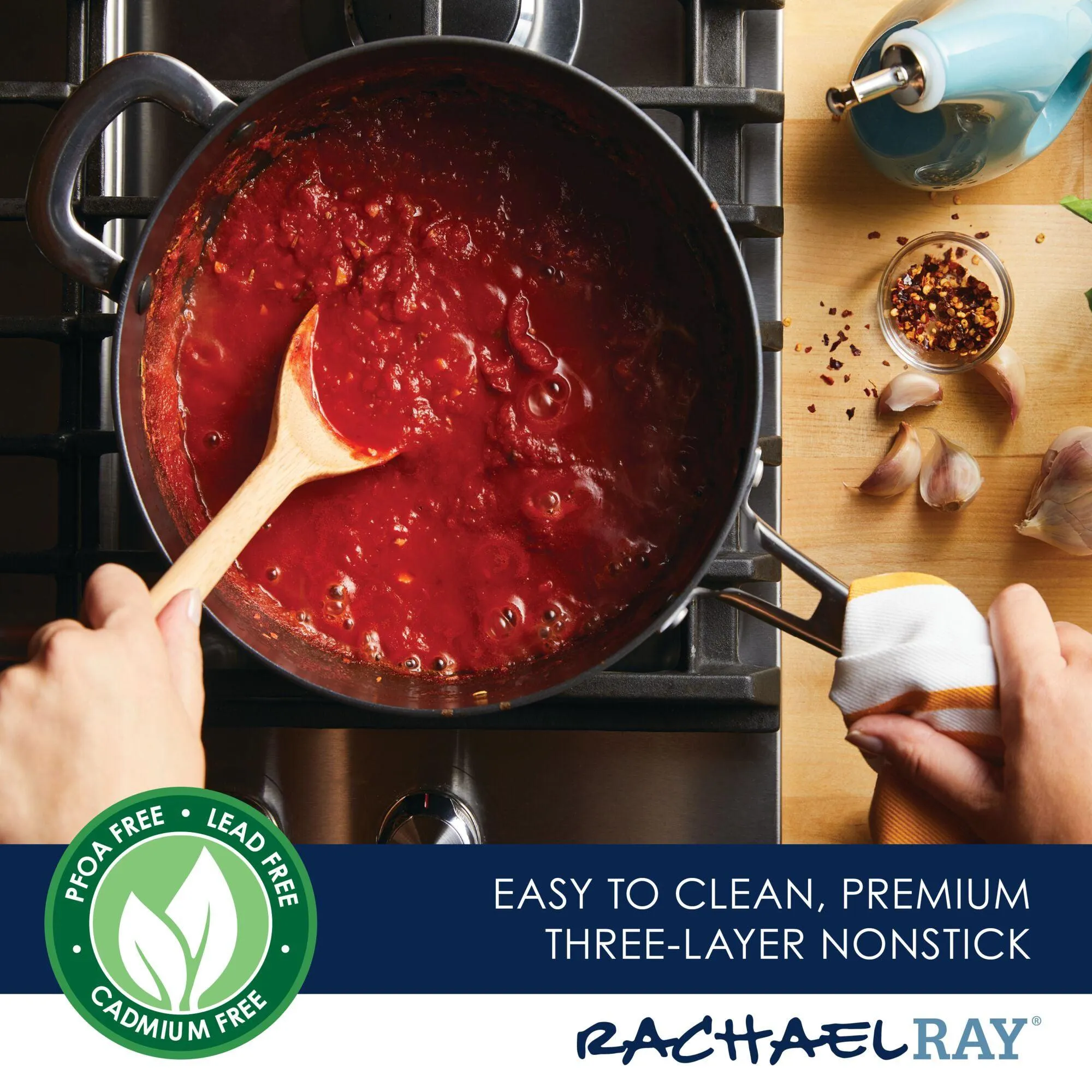 4.5-Quart Cook   Create Hard Anodized Nonstick Saucier Pan with Lid and Helper Handle