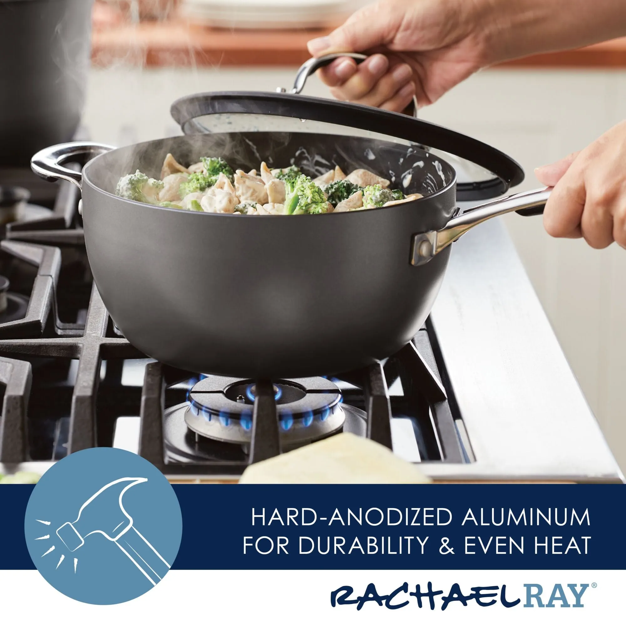 4.5-Quart Cook   Create Hard Anodized Nonstick Saucier Pan with Lid and Helper Handle
