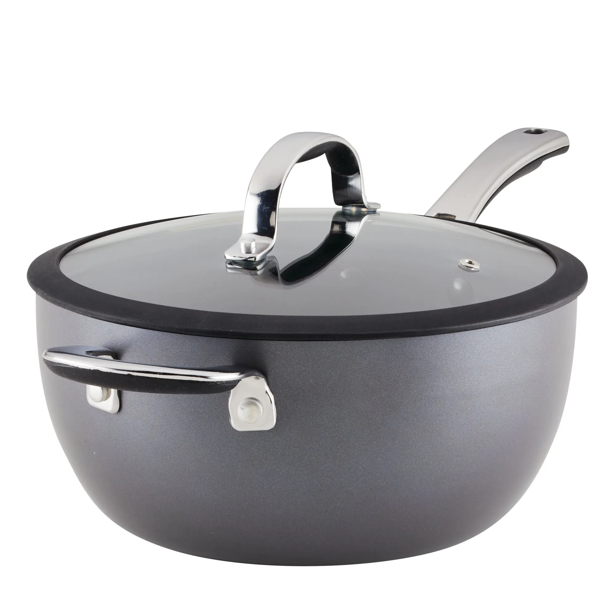 4.5-Quart Cook   Create Hard Anodized Nonstick Saucier Pan with Lid and Helper Handle