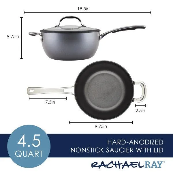 4.5-Quart Cook   Create Hard Anodized Nonstick Saucier Pan with Lid and Helper Handle