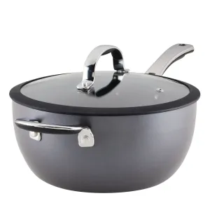 4.5-Quart Cook   Create Hard Anodized Nonstick Saucier Pan with Lid and Helper Handle