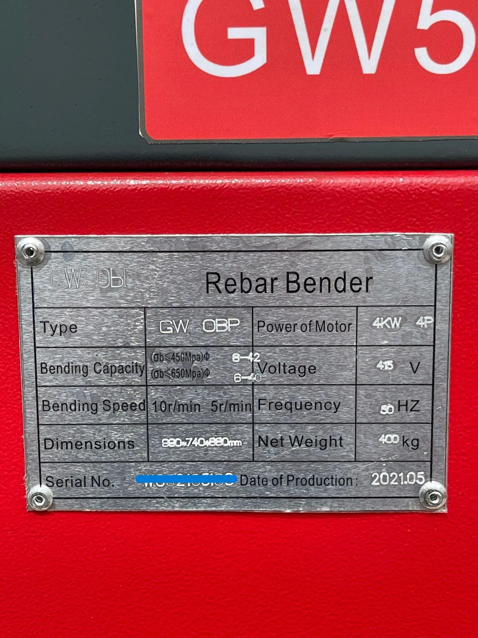 Aiko 415V 50Mm, 4Kw, 4P Rebar Bender | Mode : RBB-GW50BP