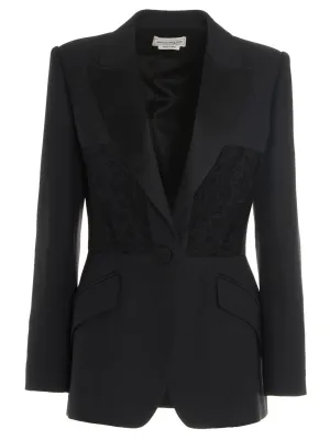 Alexander McQueen Lace-Panel Detailed Blazer