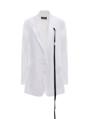 Ann Demeulemeester Ribbon Detailed Logo Plaque Single Breasted Blazer
