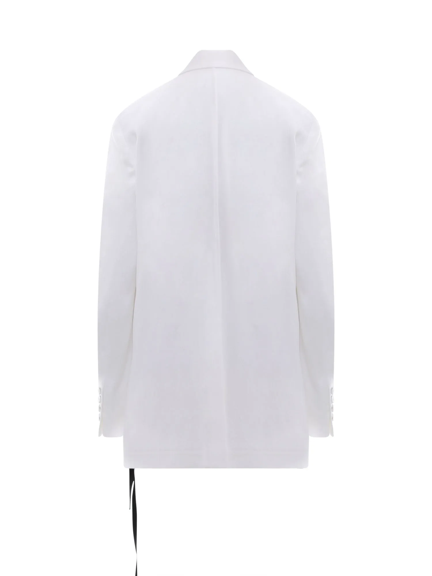 Ann Demeulemeester Ribbon Detailed Logo Plaque Single Breasted Blazer