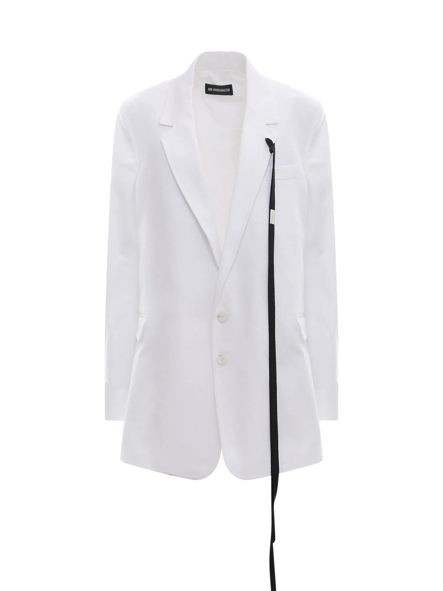 Ann Demeulemeester Ribbon Detailed Logo Plaque Single Breasted Blazer