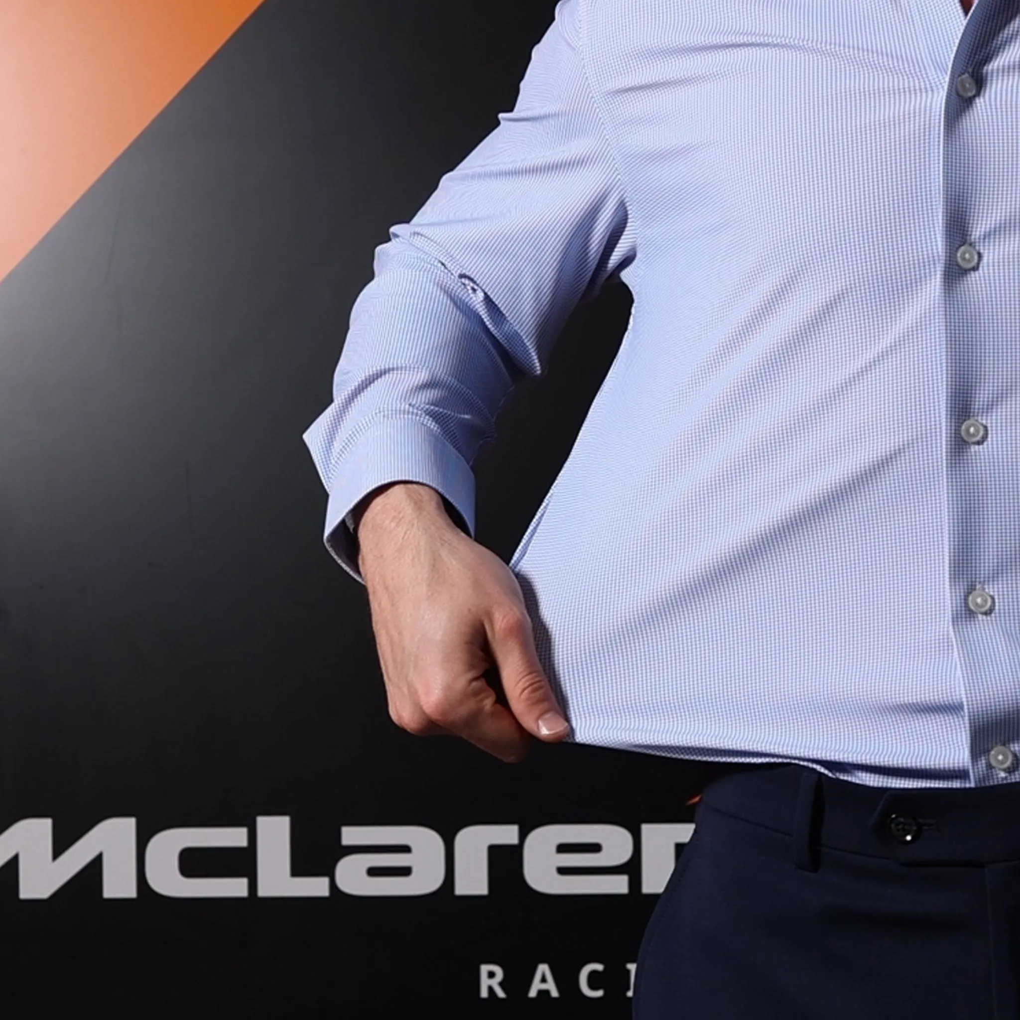 Apex Performance Dress Shirt Steel Blue Micro Grid