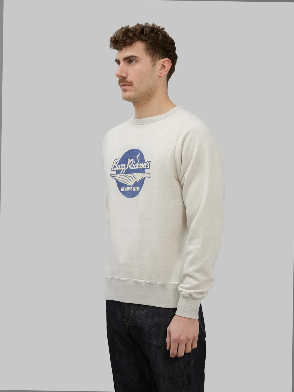 Buzz Rickson's BR69507 Freedom Sleeve Logo Sweatshirt Oatmeal