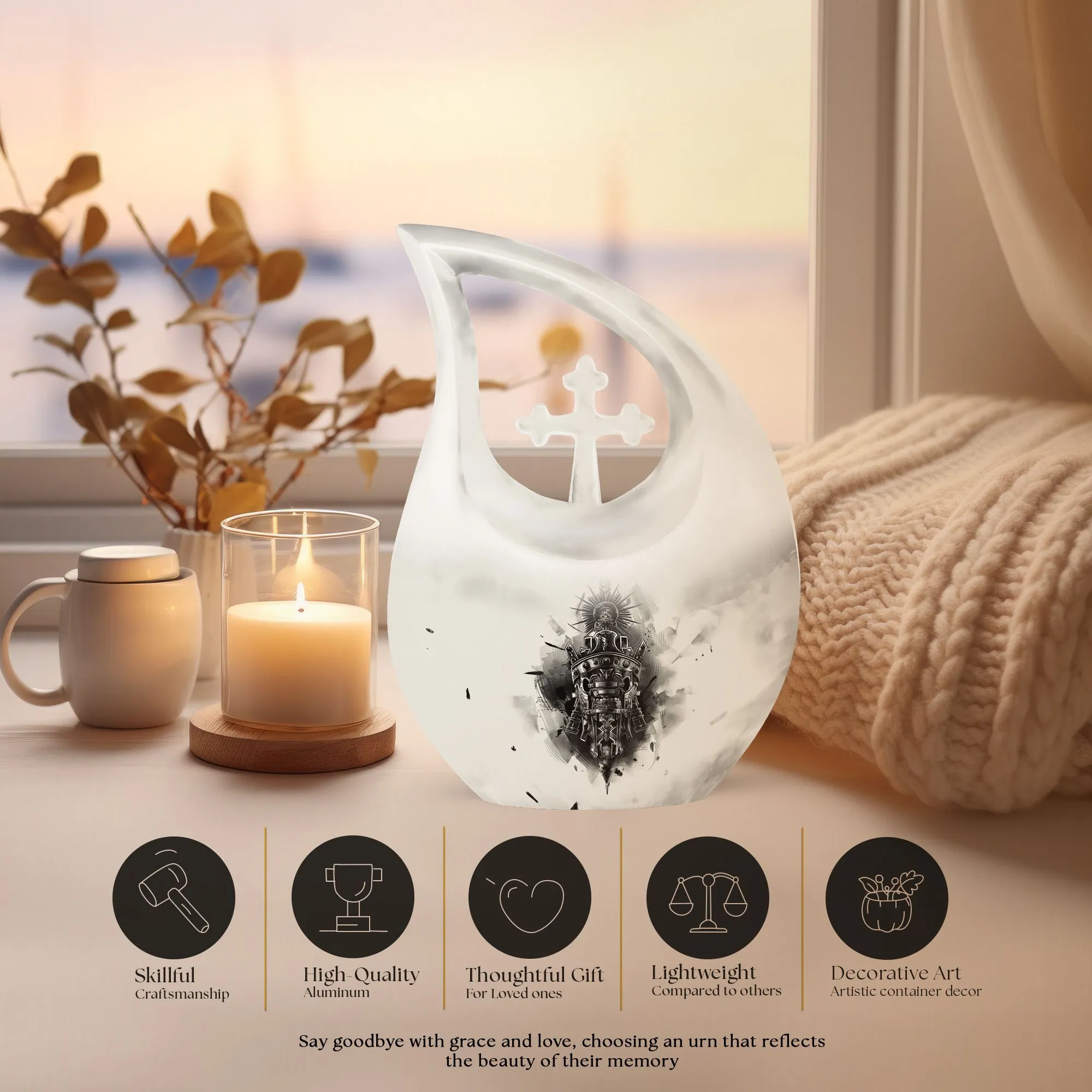 Catholic Cremation Urn - Memorial Cremation Urn For Ashes