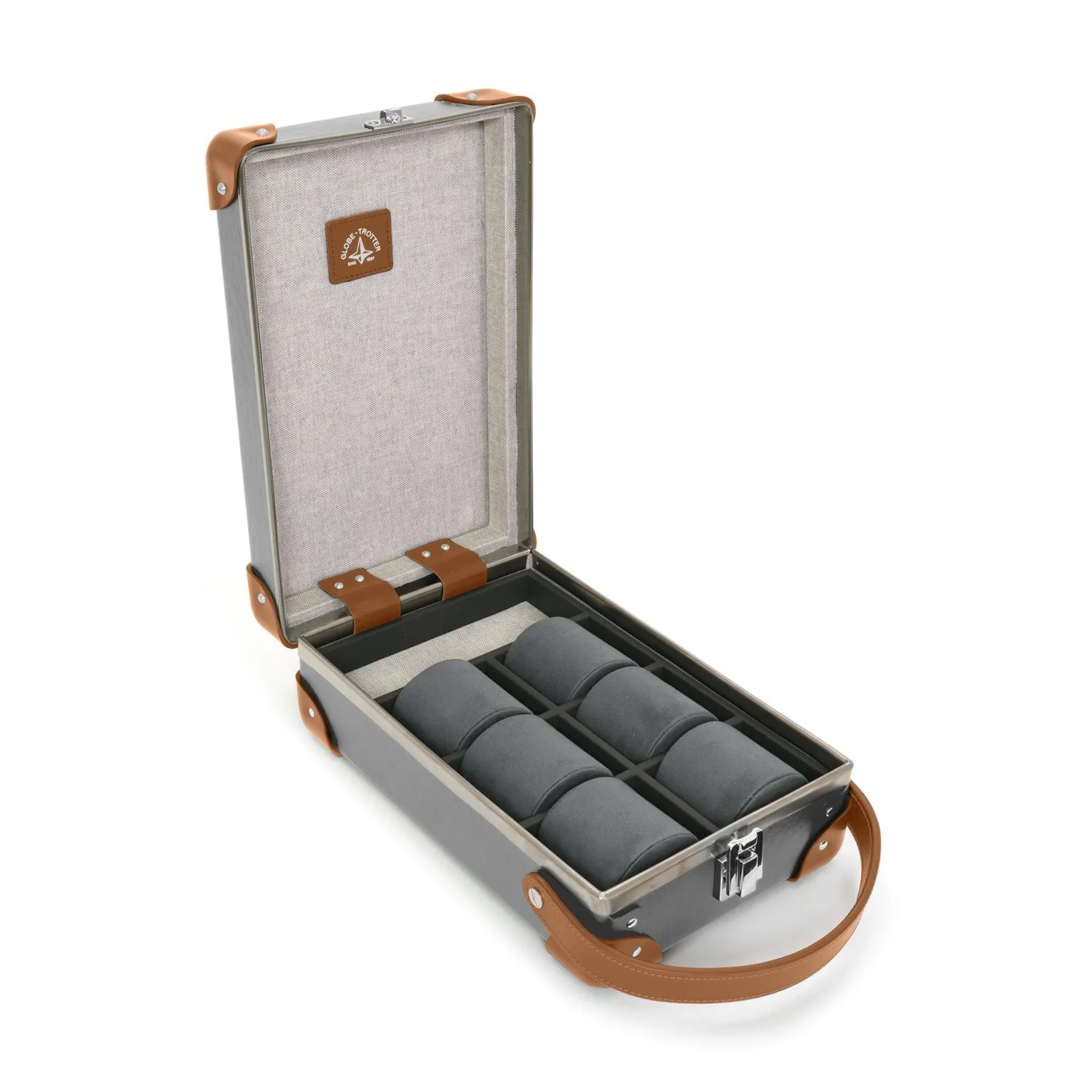 Centenary · 6-Slot Watch Case | Grey/Caramel