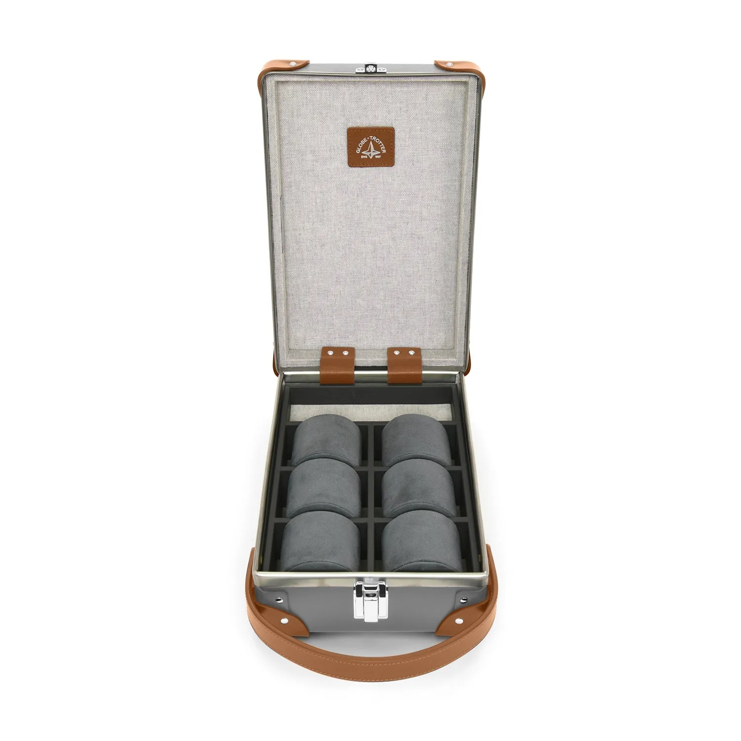 Centenary · 6-Slot Watch Case | Grey/Caramel