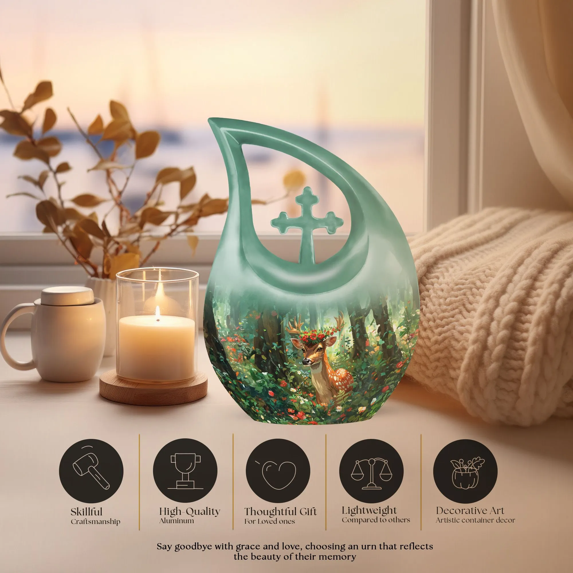 Deer Memorial Urn, Containers Urn For Cremated Ashes