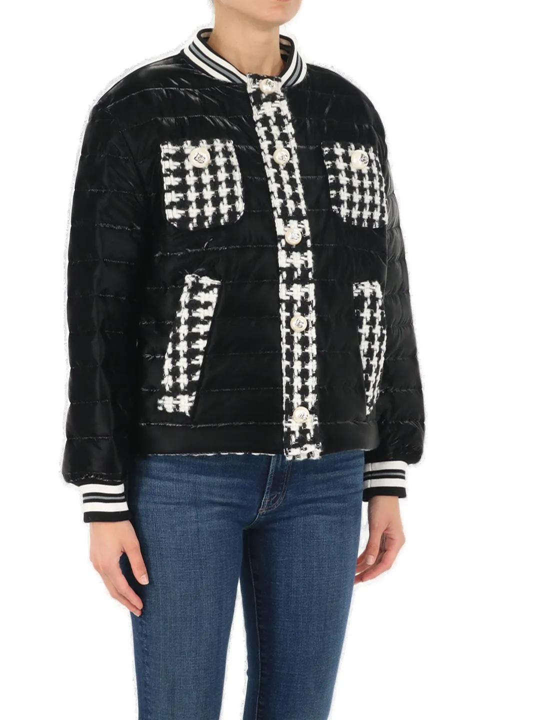 Dolce & Gabbana Houndstooth Detailed Quilted Jacket