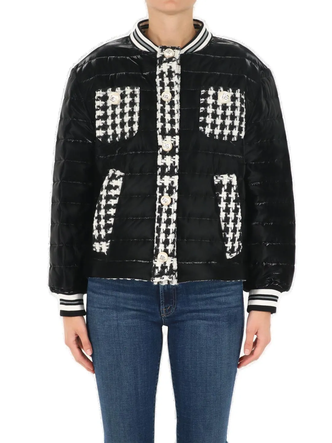 Dolce & Gabbana Houndstooth Detailed Quilted Jacket