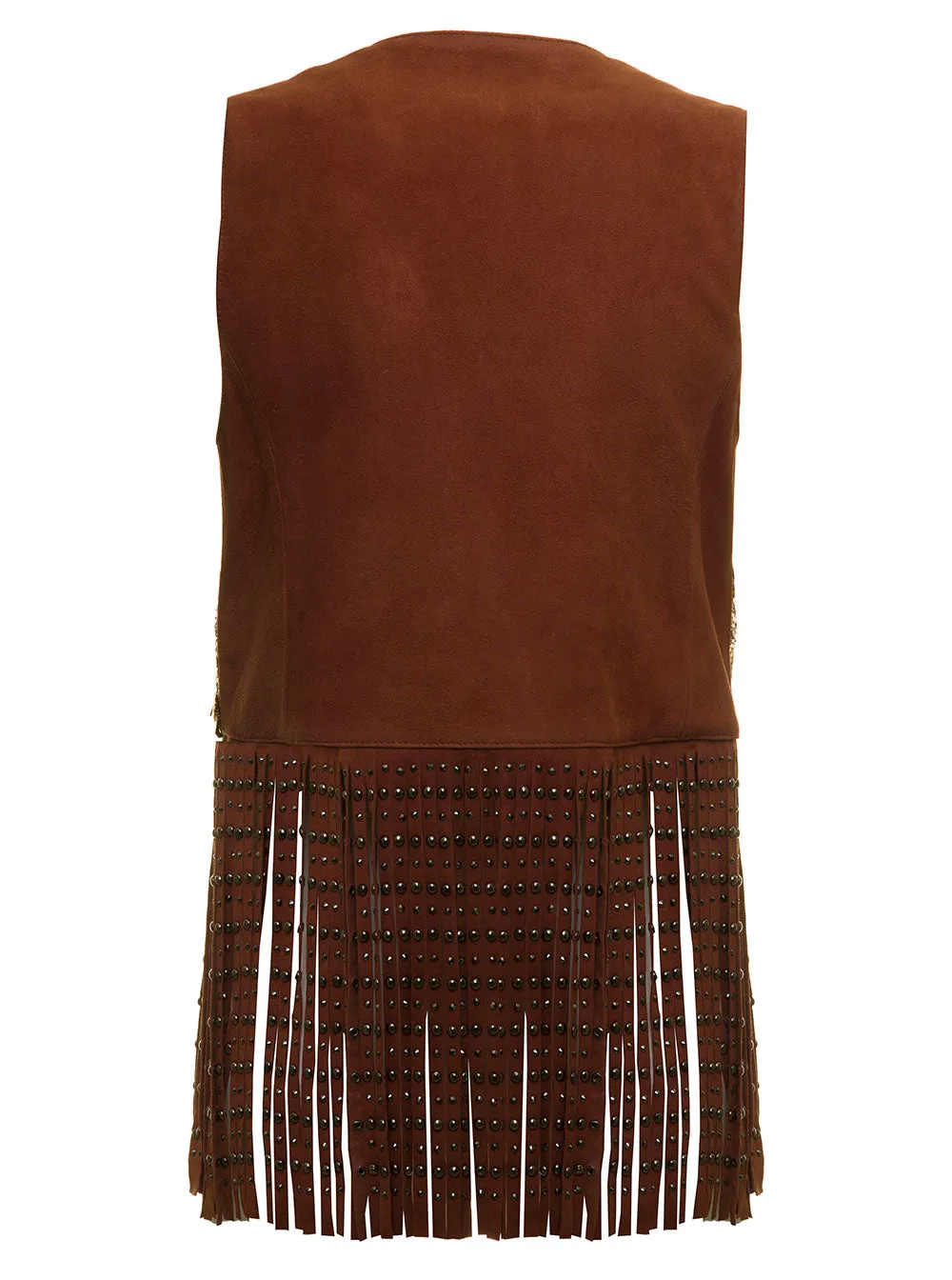 Etro Abstract Patterned Fringe Detailed V-Neck Gilet