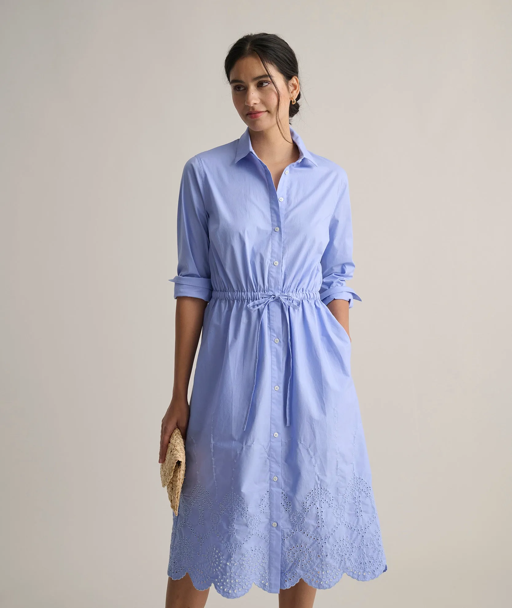Eyelet-Embroidered Claudia Shirt Dress