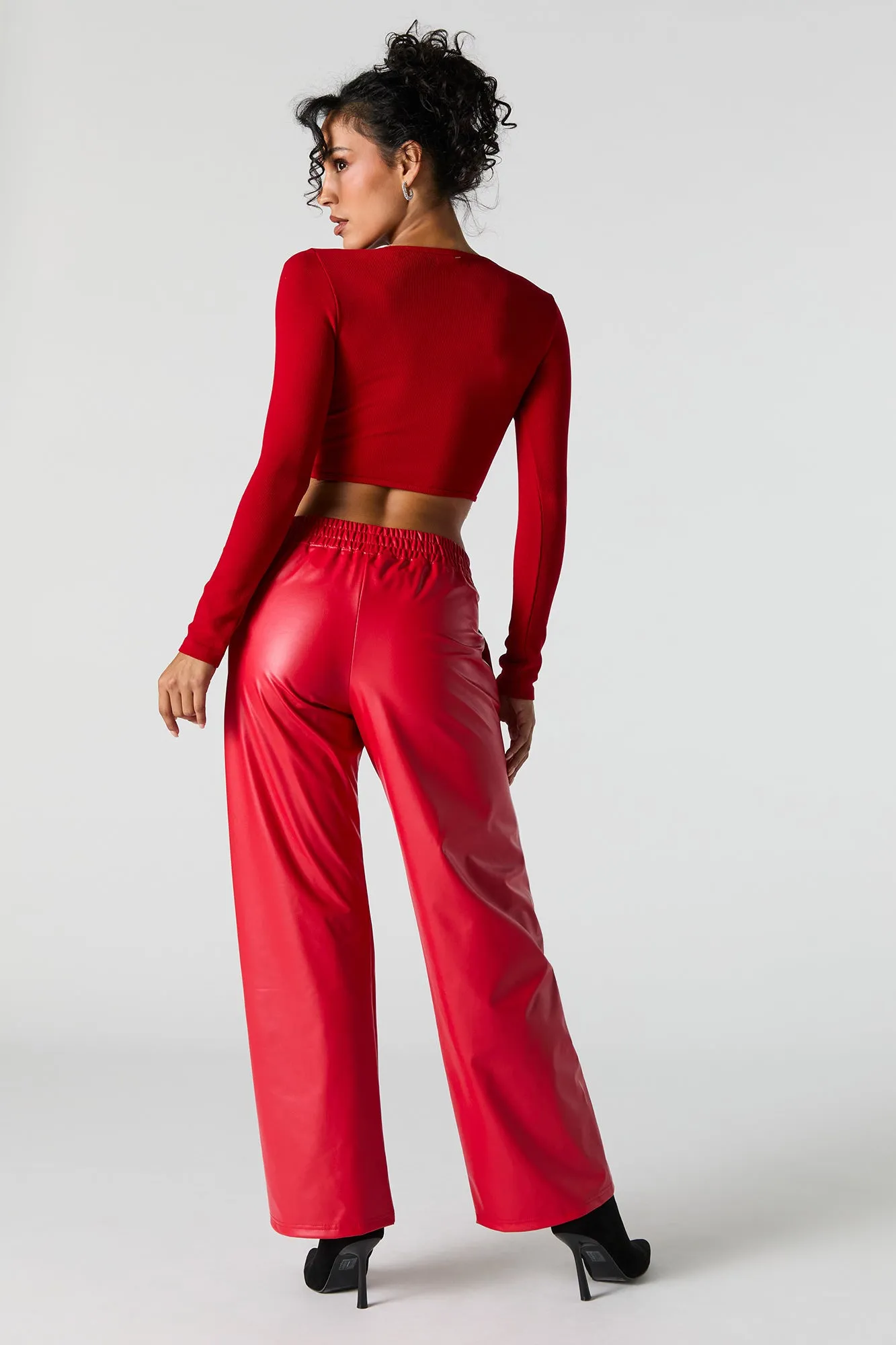 Faux Leather Wide Leg Pant