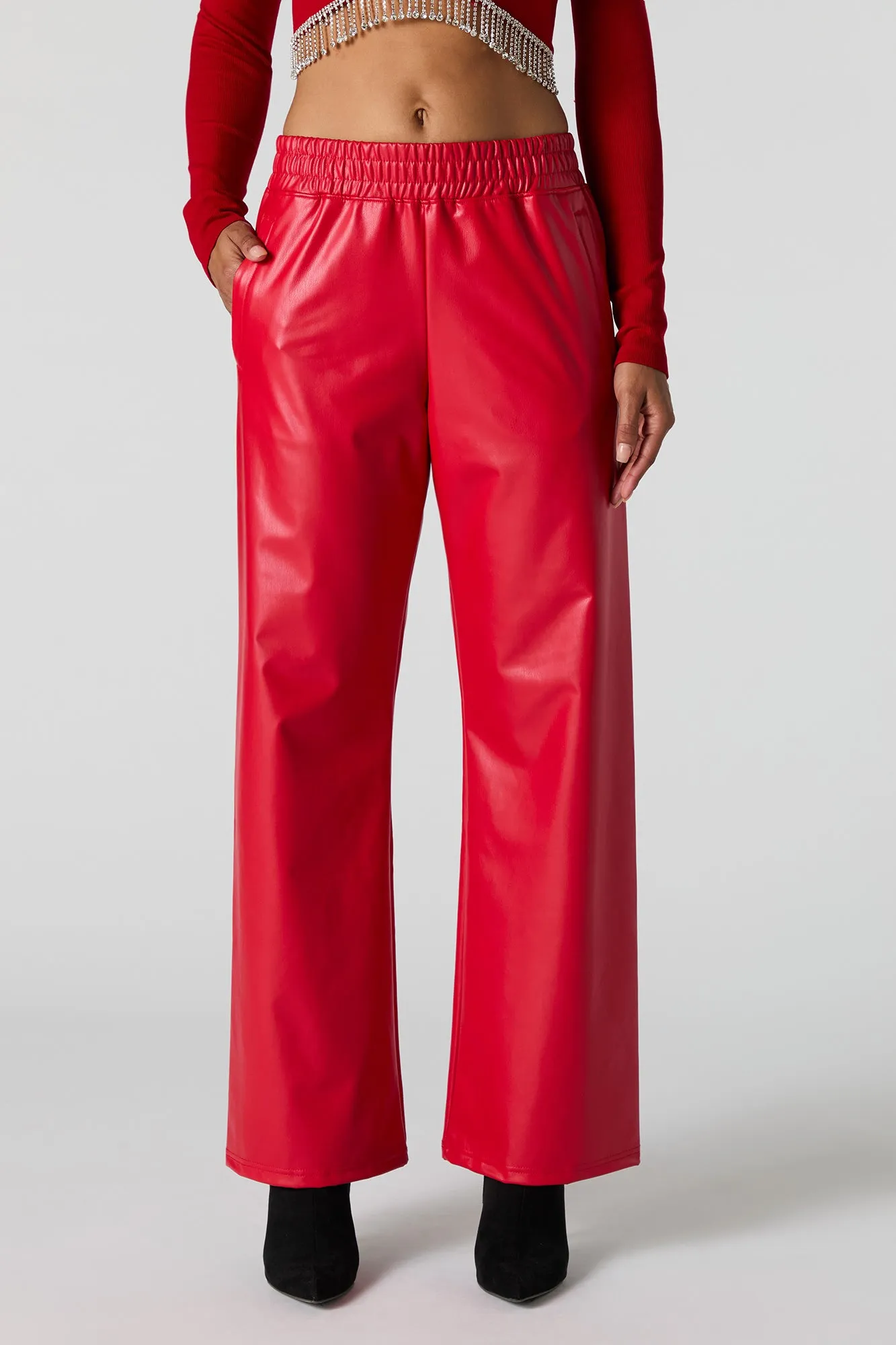 Faux Leather Wide Leg Pant