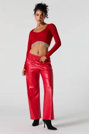 Faux Leather Wide Leg Pant