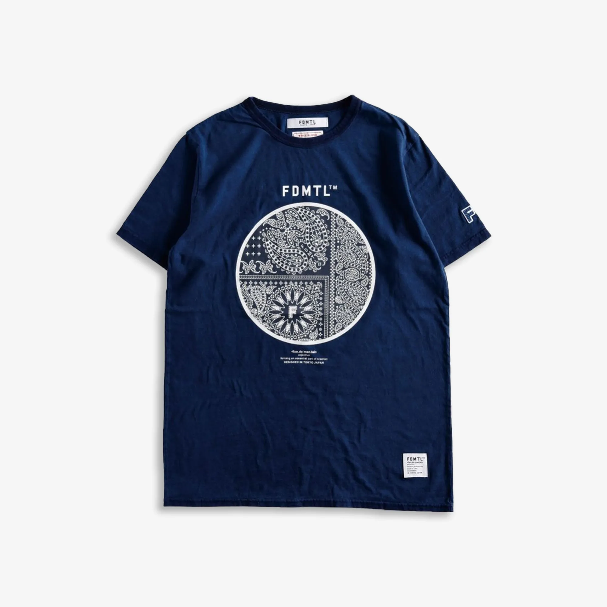 FDMTL | PRINTED PAISELY INDIGO TEE  { INDIGO