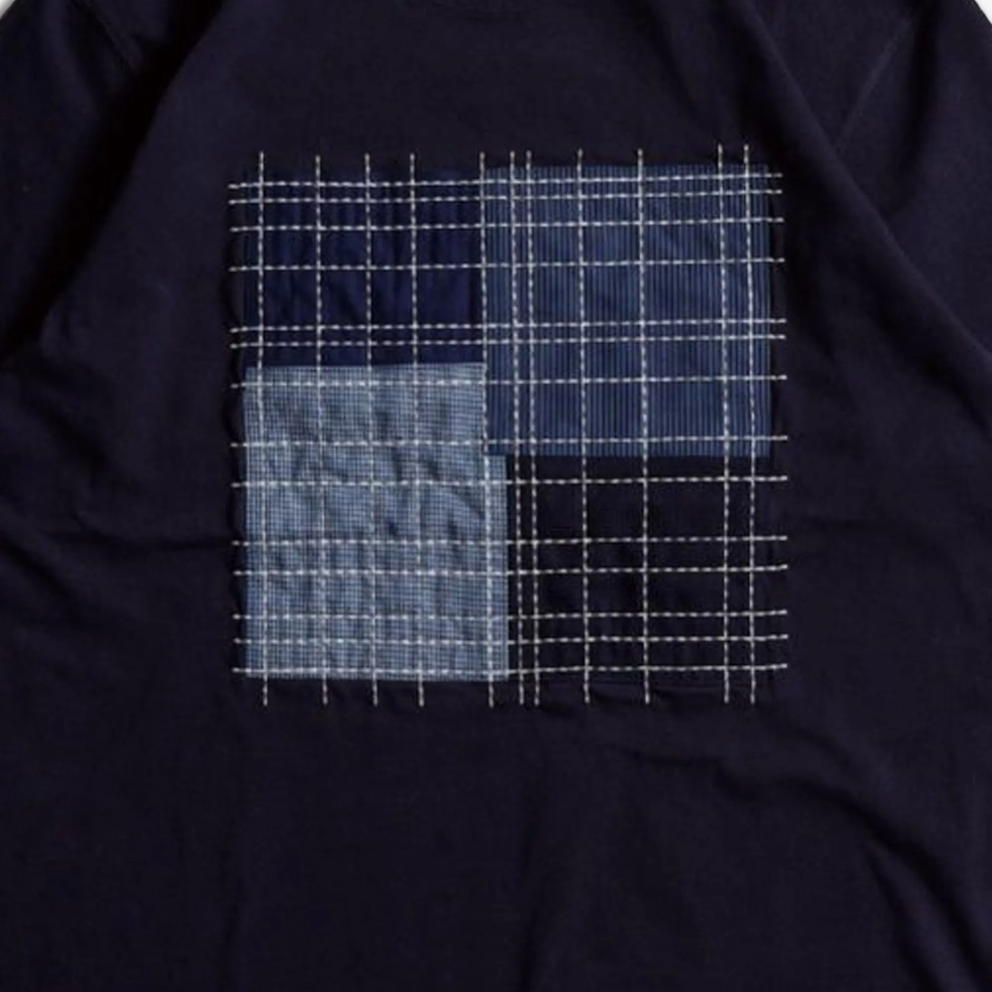 FDMTL | SASHIKO PATCH TEE  { NAVY