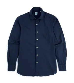 Finamore Gaeta Superlight Cotton Luigi Sports Shirt: Navy