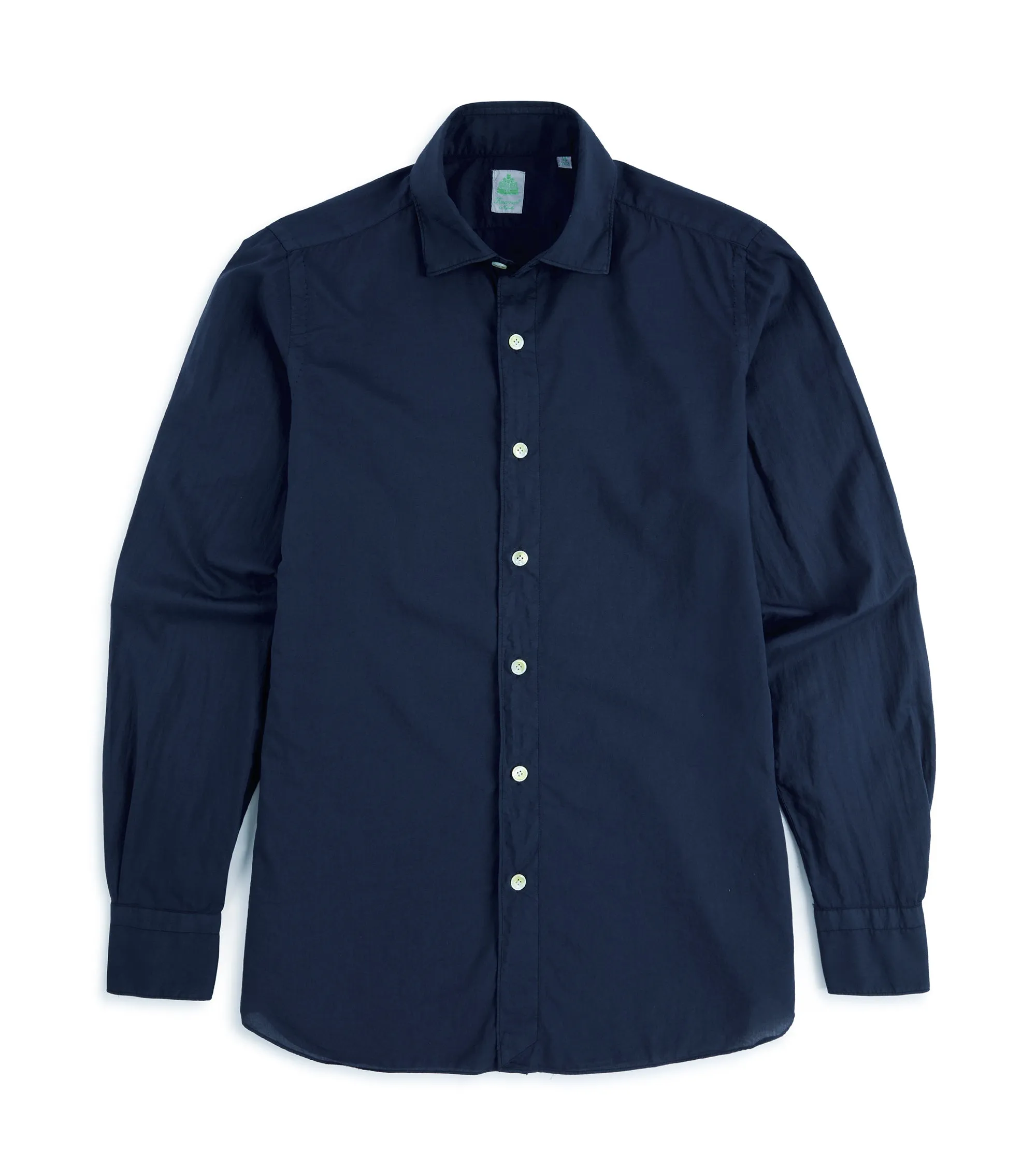 Finamore Gaeta Superlight Cotton Luigi Sports Shirt: Navy