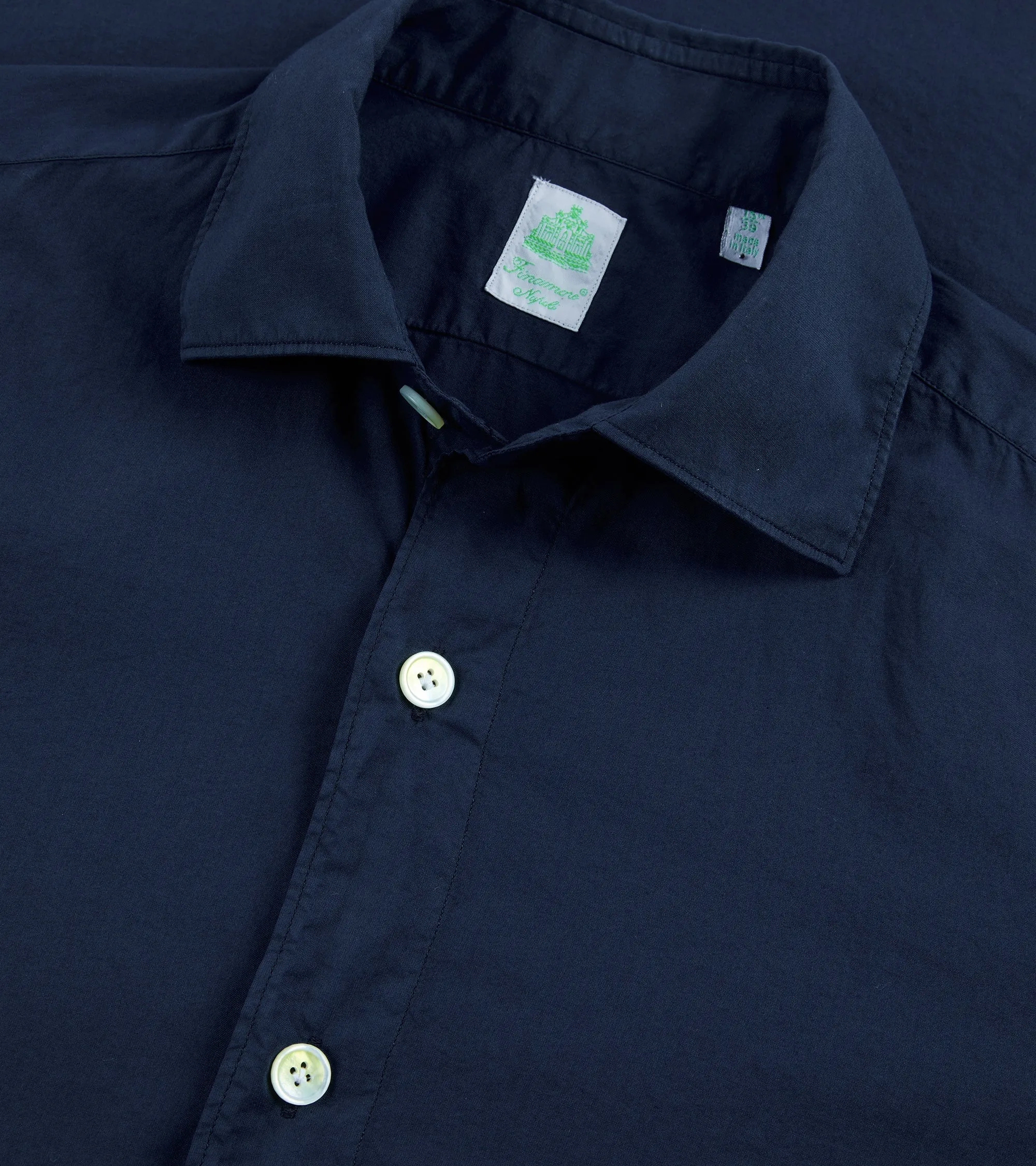 Finamore Gaeta Superlight Cotton Luigi Sports Shirt: Navy