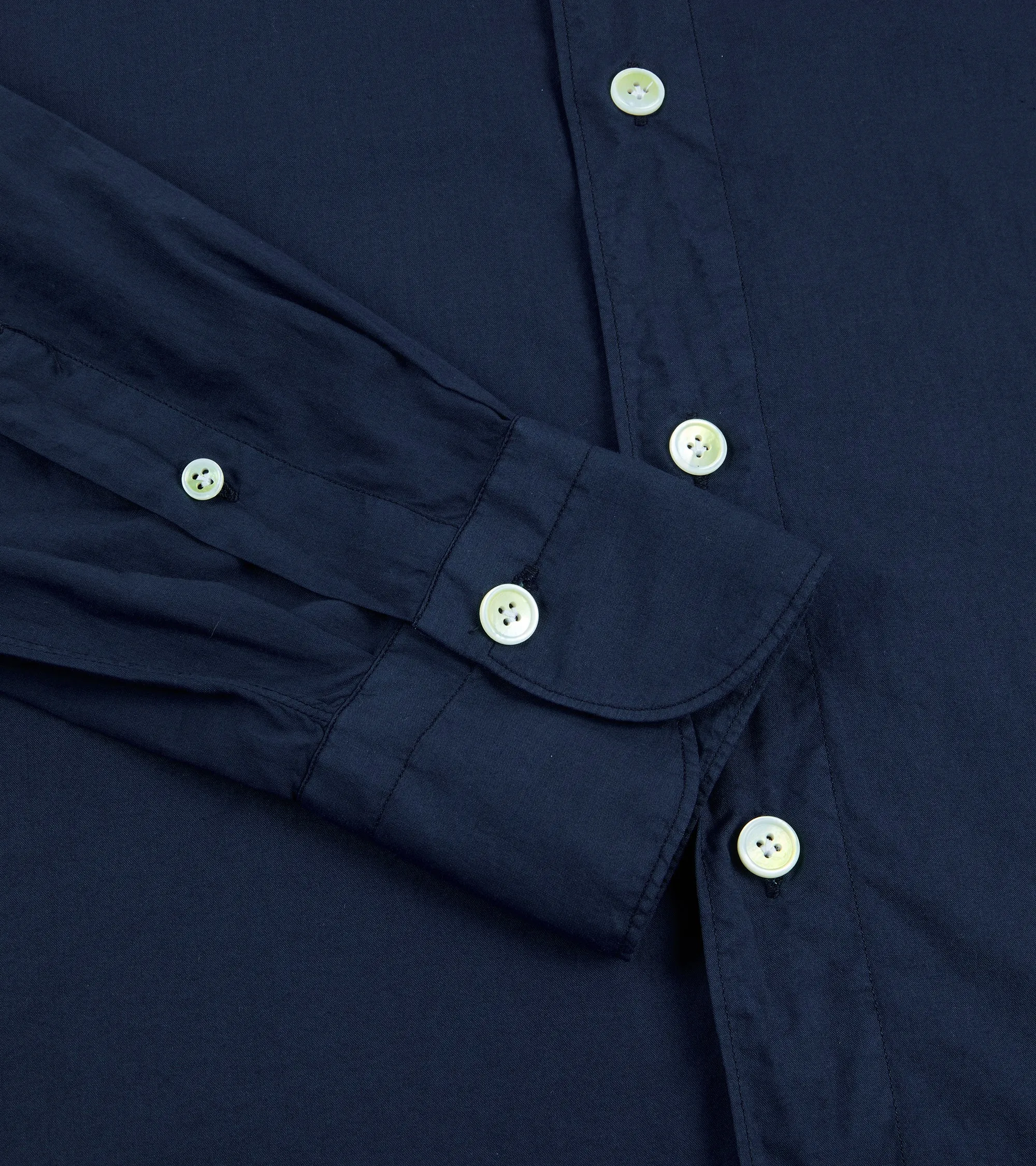 Finamore Gaeta Superlight Cotton Luigi Sports Shirt: Navy
