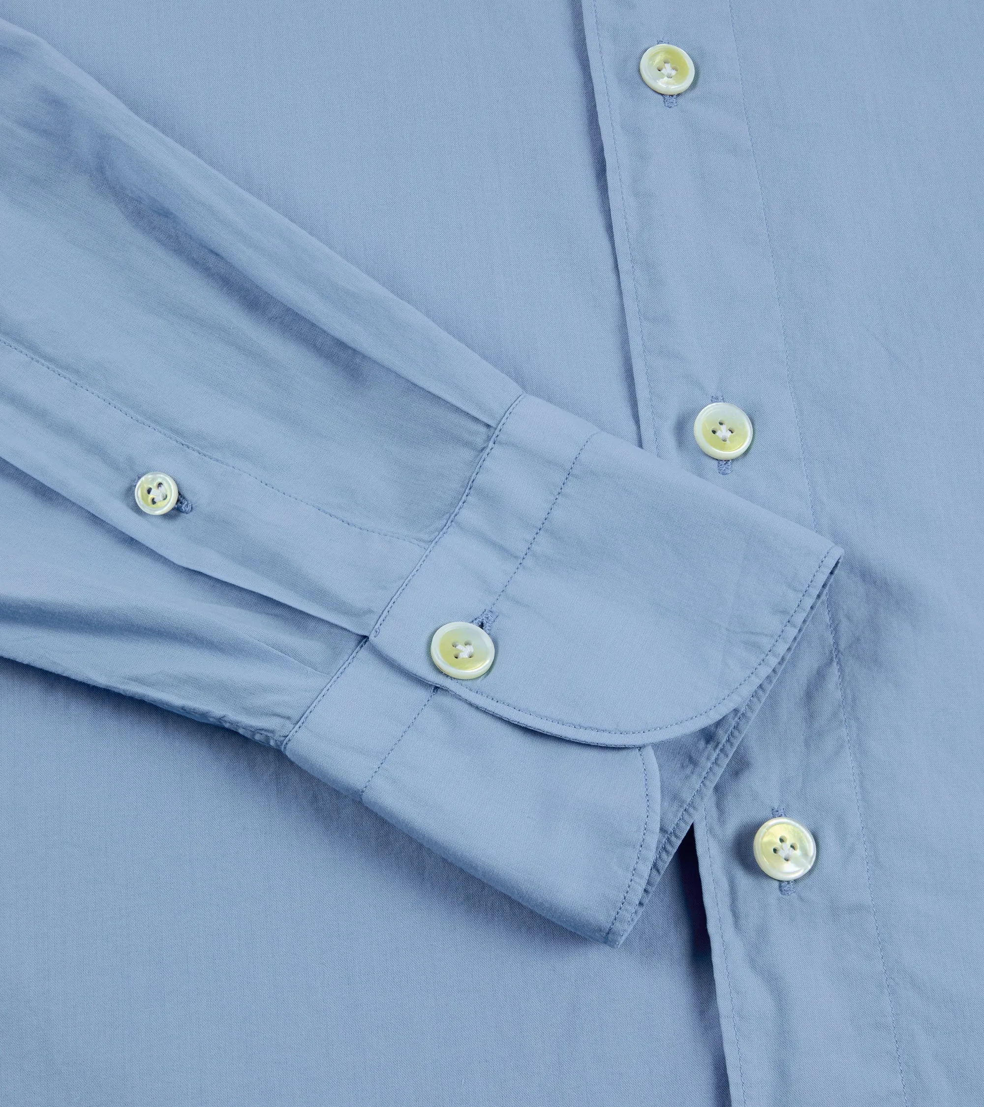 Finamore Gaeta Superlight Cotton Luigi Sports Shirt: Sea Blue
