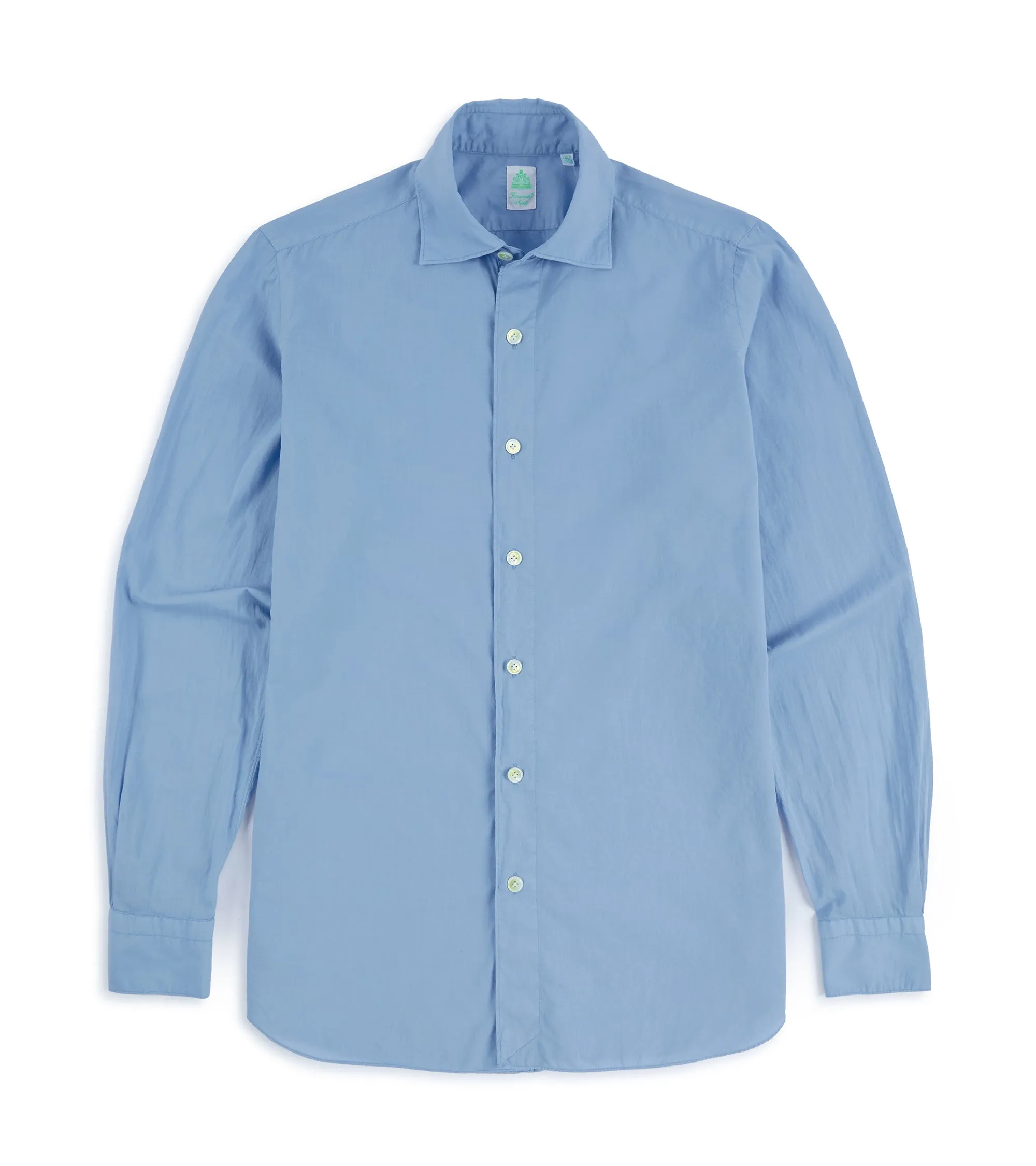 Finamore Gaeta Superlight Cotton Luigi Sports Shirt: Sea Blue