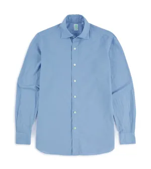 Finamore Gaeta Superlight Cotton Luigi Sports Shirt: Sea Blue