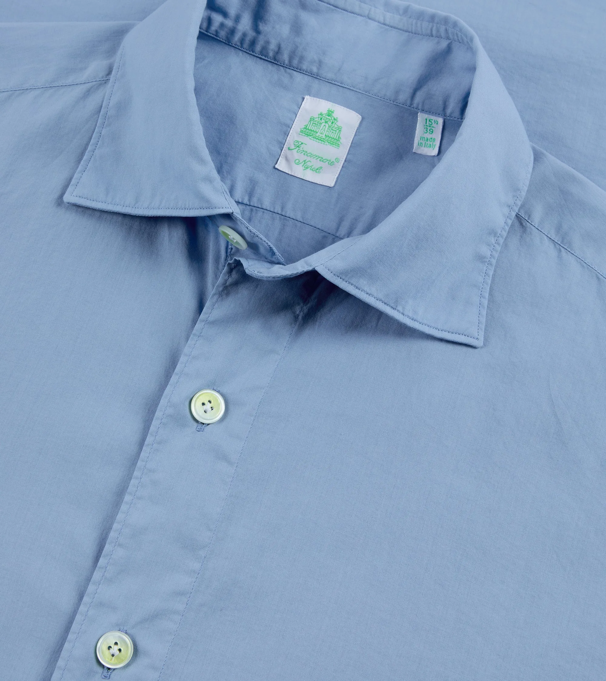 Finamore Gaeta Superlight Cotton Luigi Sports Shirt: Sea Blue