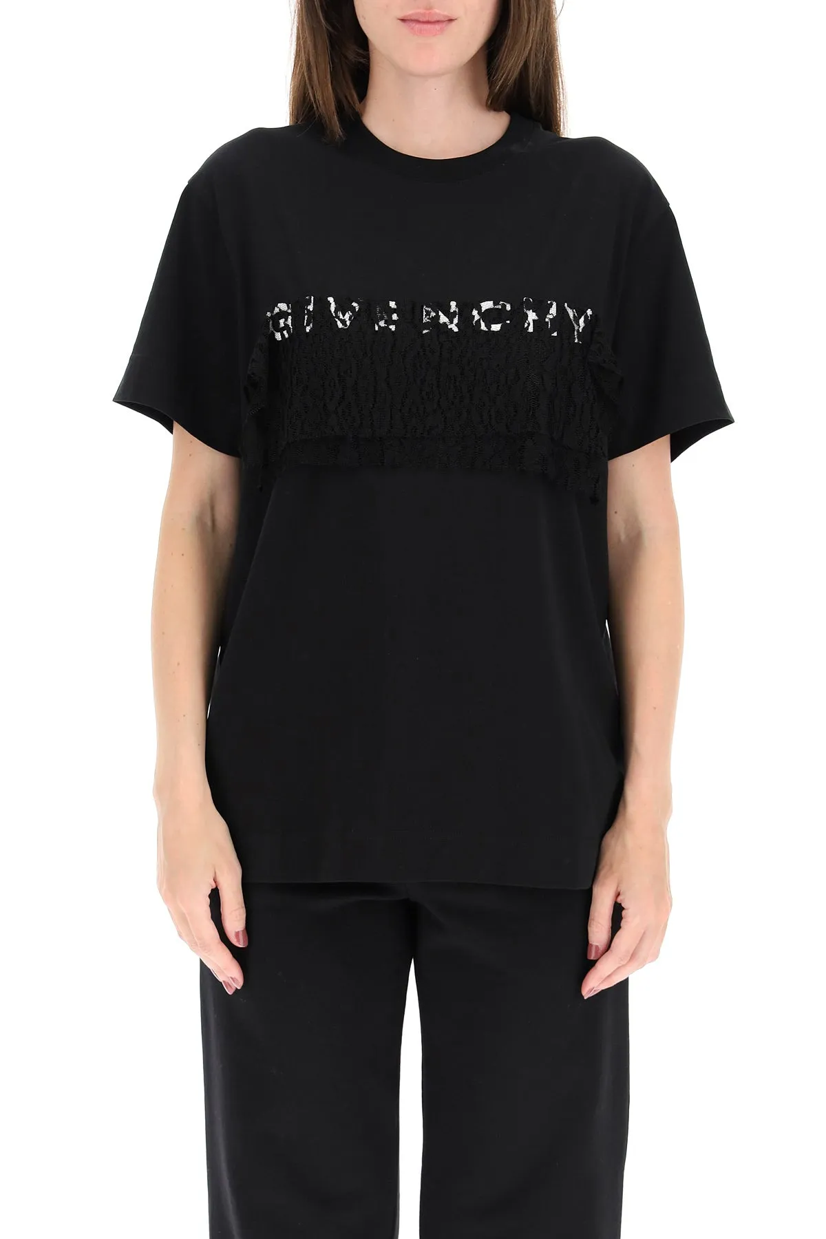 Givenchy Logo Lace Detailed T-Shirt