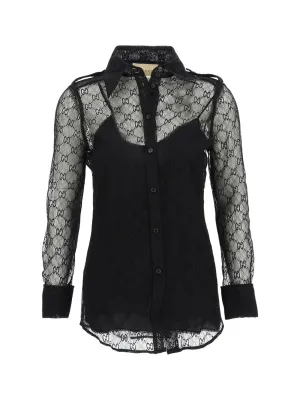 Gucci Lace-Detailed Long-Sleeved Shirt