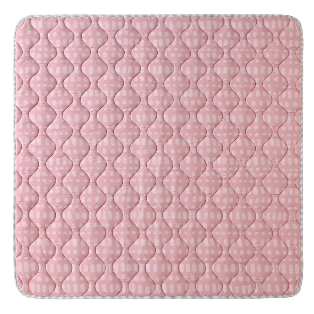 Hakuna Matte Quilted Playmat - Pink & Dots - Squishy Soft, 50" Square