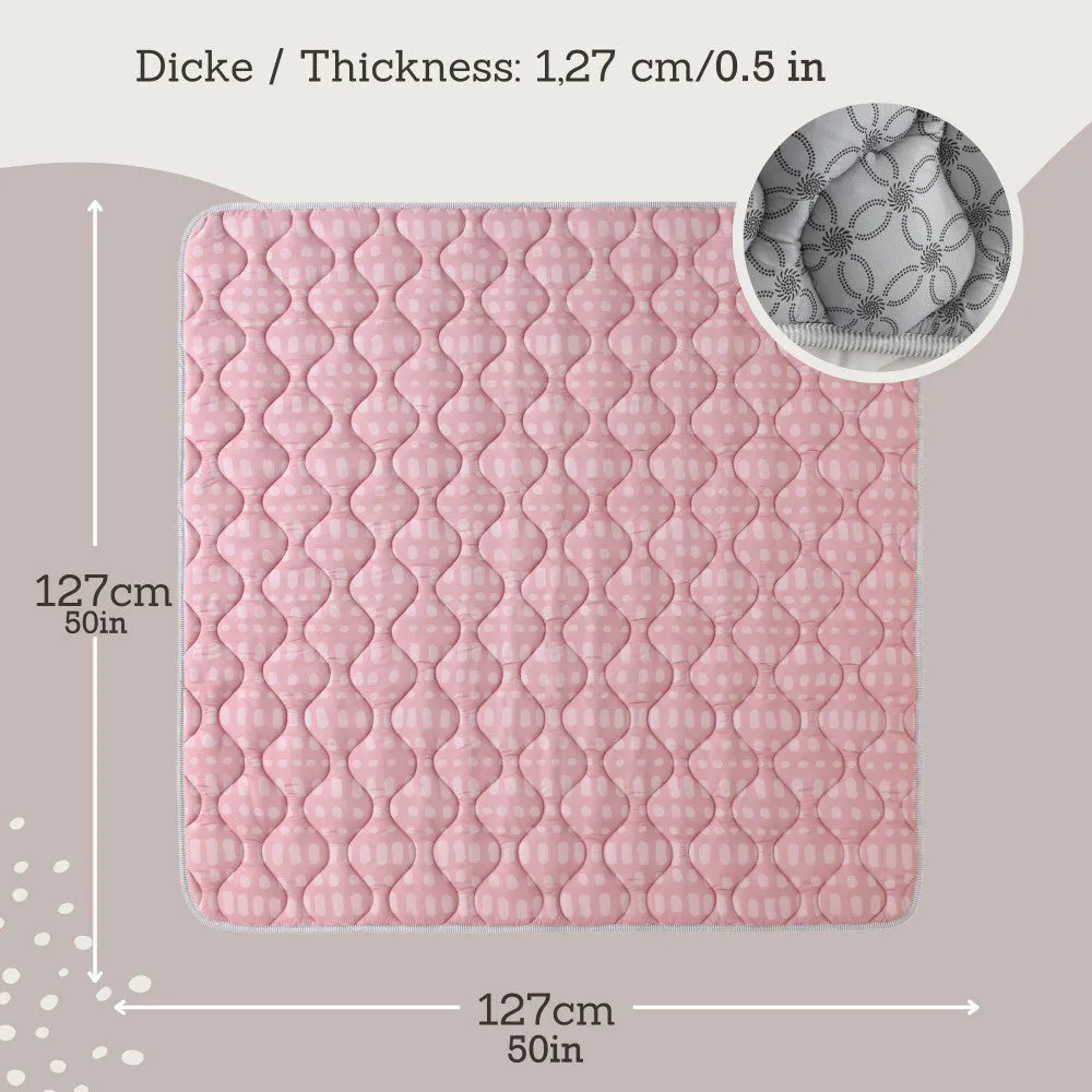 Hakuna Matte Quilted Playmat - Pink & Dots - Squishy Soft, 50" Square