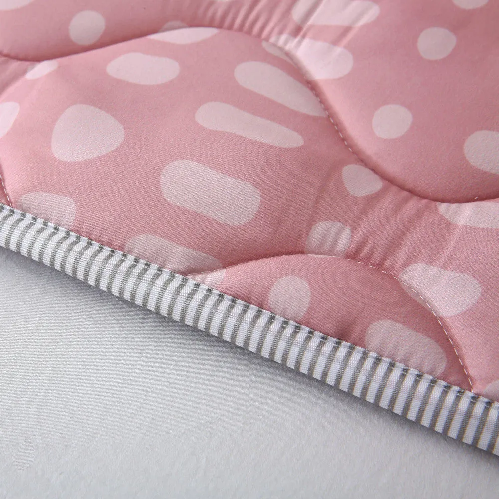 Hakuna Matte Quilted Playmat - Pink & Dots - Squishy Soft, 50" Square