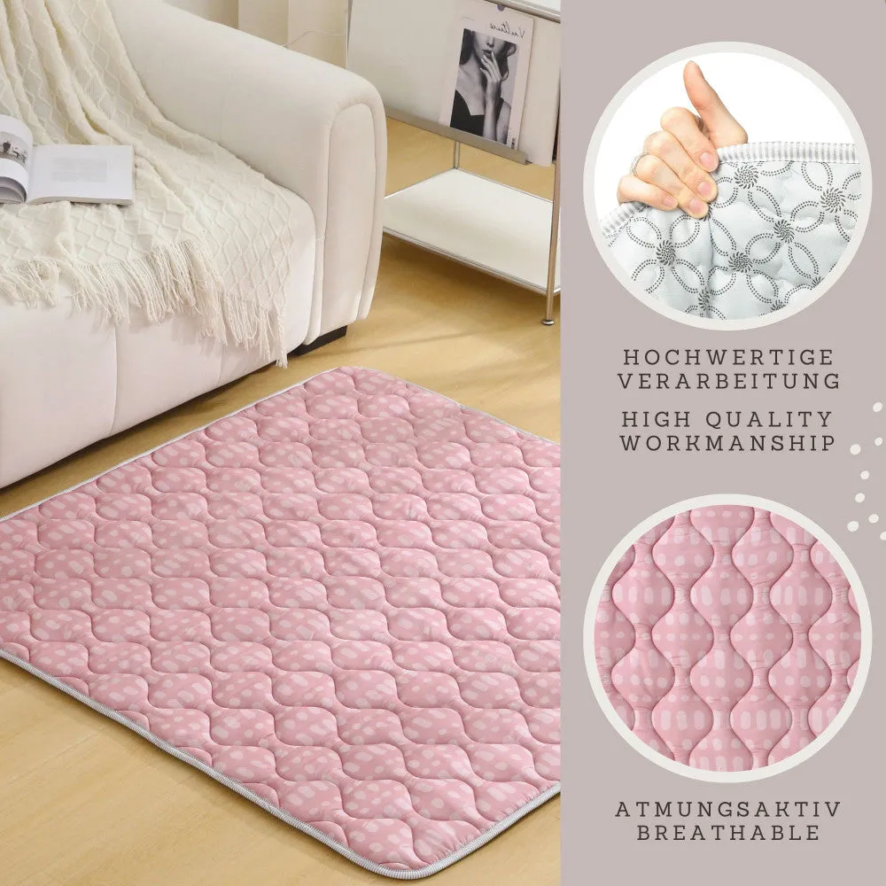 Hakuna Matte Quilted Playmat - Pink & Dots - Squishy Soft, 50" Square