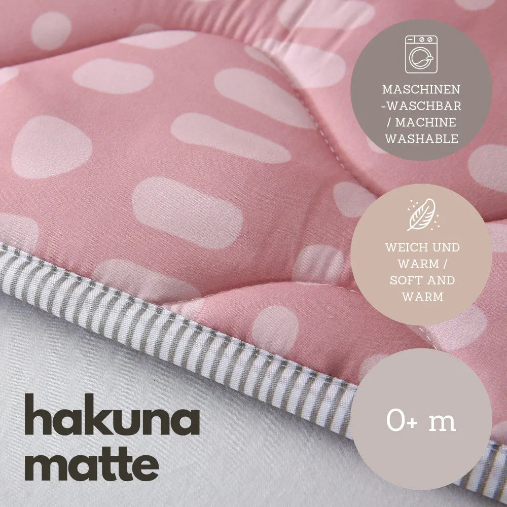 Hakuna Matte Quilted Playmat - Pink & Dots - Squishy Soft, 50" Square