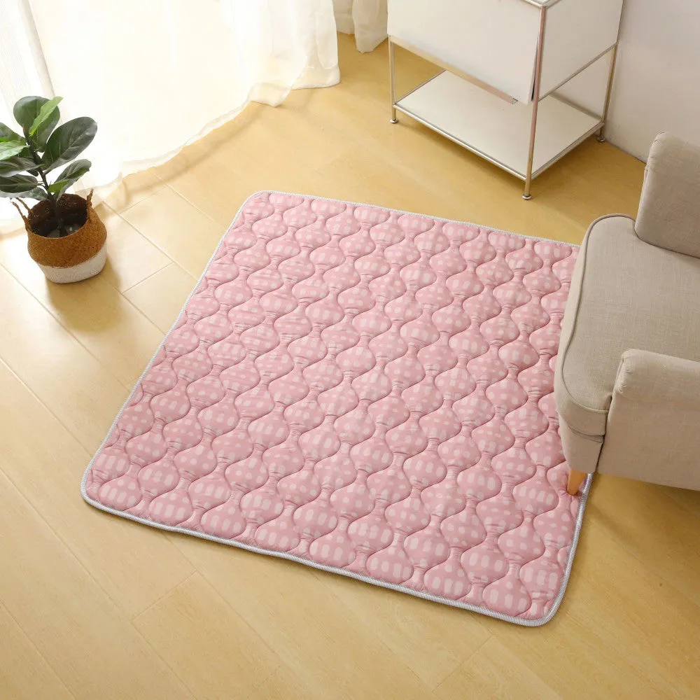 Hakuna Matte Quilted Playmat - Pink & Dots - Squishy Soft, 50" Square
