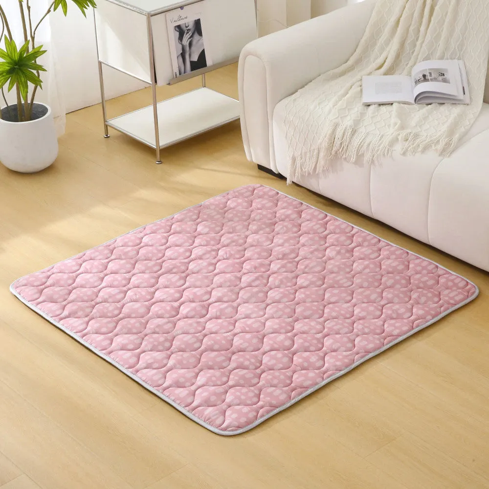 Hakuna Matte Quilted Playmat - Pink & Dots - Squishy Soft, 50" Square