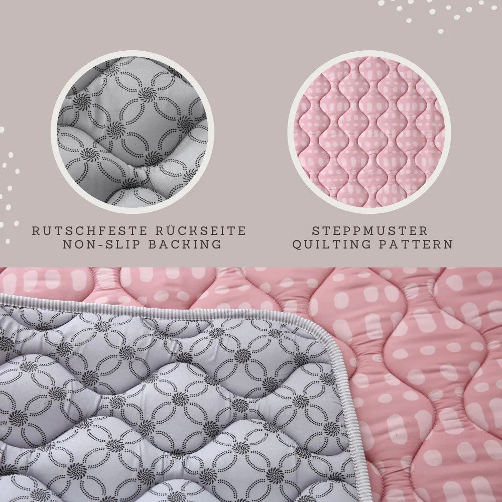 Hakuna Matte Quilted Playmat - Pink & Dots - Squishy Soft, 50" Square
