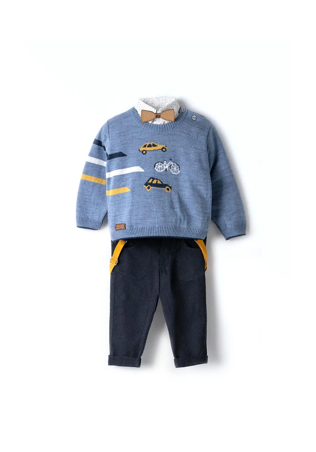 Hashtag Baby Boy Motor Three Piece Set, Blue