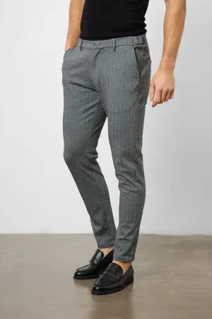 Herringbone Stripe Pants in Dark Grey